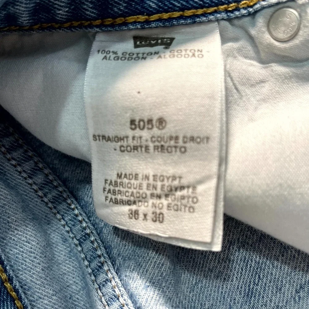 Levi's 505 Jeans Mens 36x30 Blue Denim Pockets Light Wash Regular Straight‎ Fit